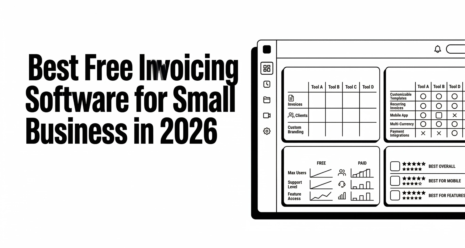 Comparison chart of the best free invoicing software for small business displayed on a laptop screen