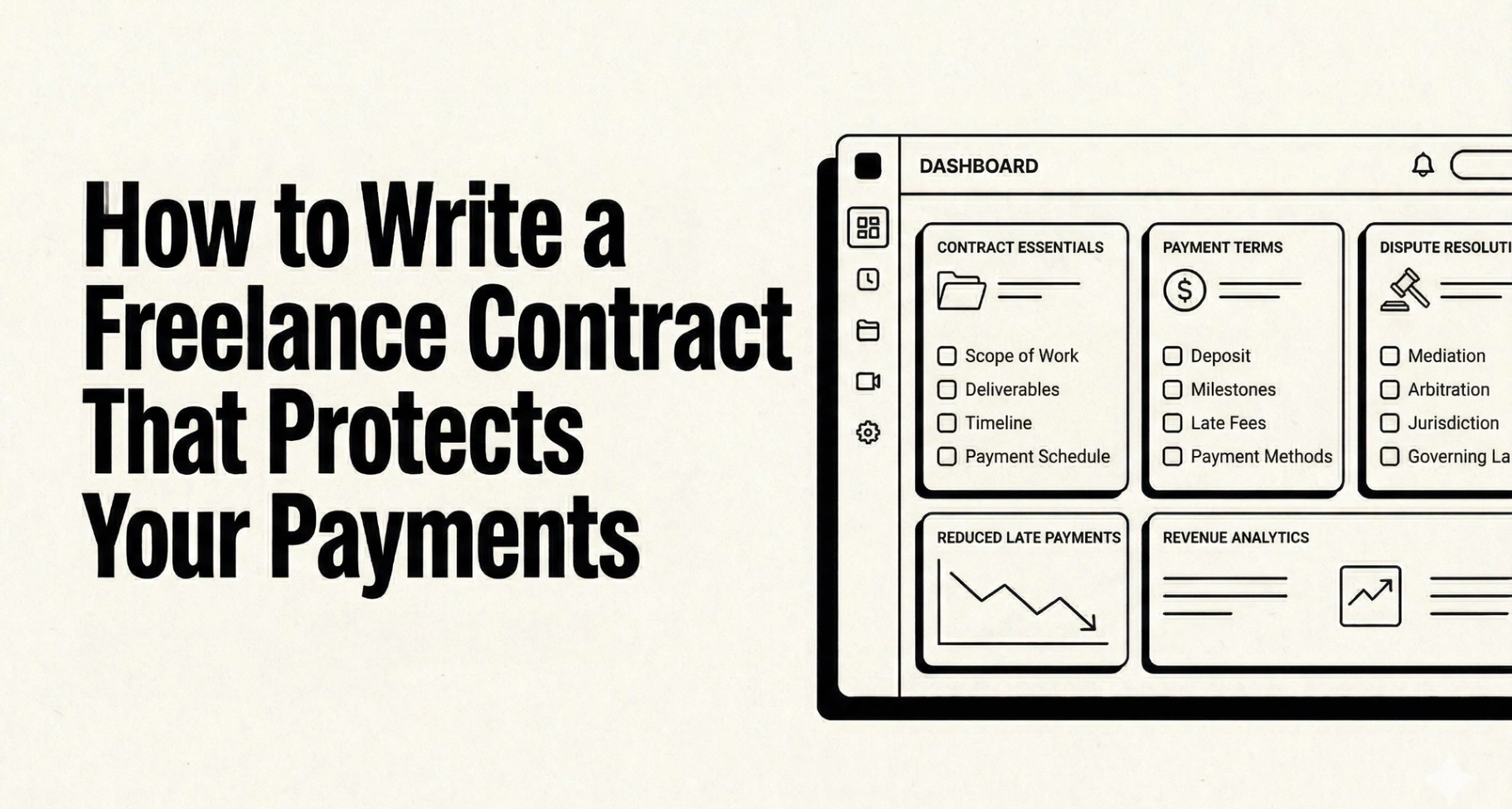 Freelancer signing a contract with payment protection icons