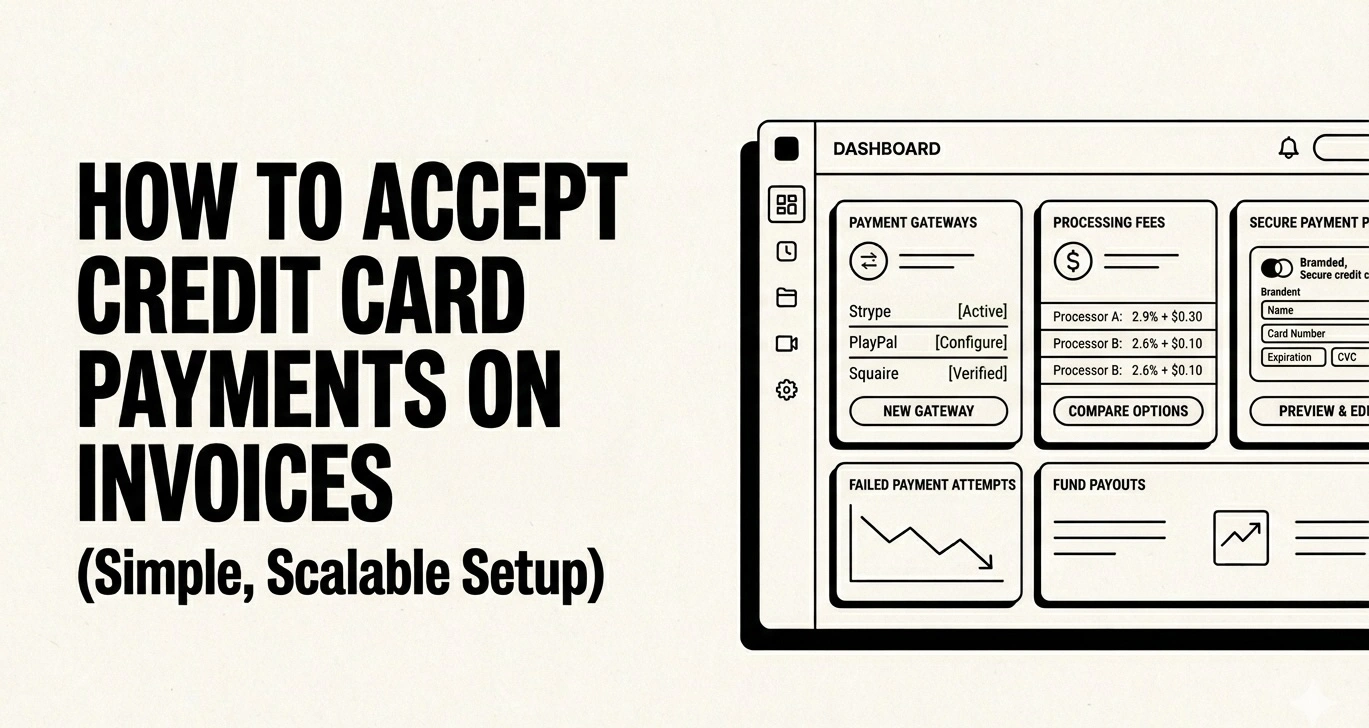 Accepting credit card payments on a digital invoice displayed on a laptop