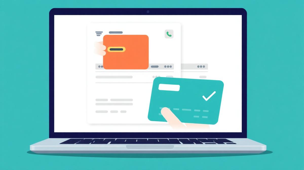 Accepting credit card payments on a digital invoice displayed on a laptop screen