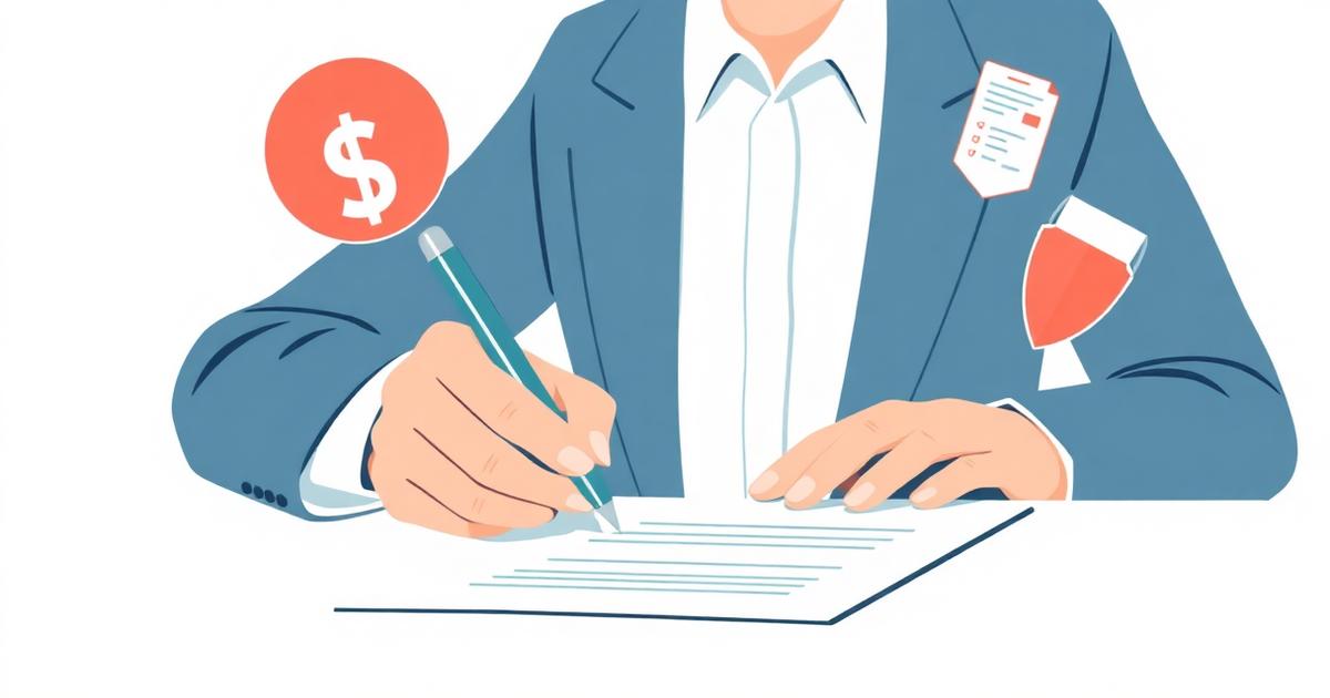 Freelancer signing a contract with payment protection icons — illustrating the importance of a written freelance agreement